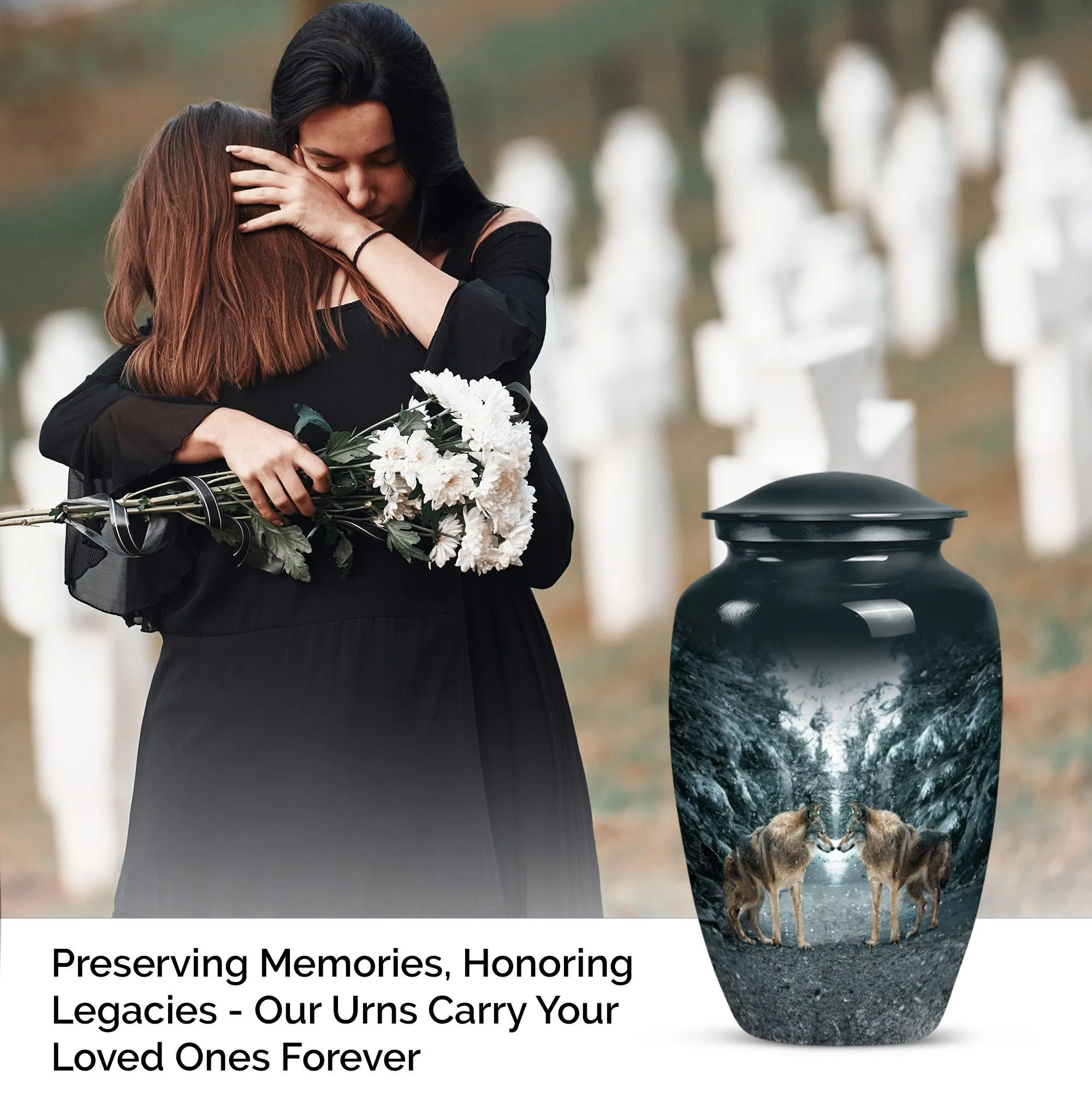 Wolverine Tribute: Exquisite Wolf Howling Large Funeral Ash Urn