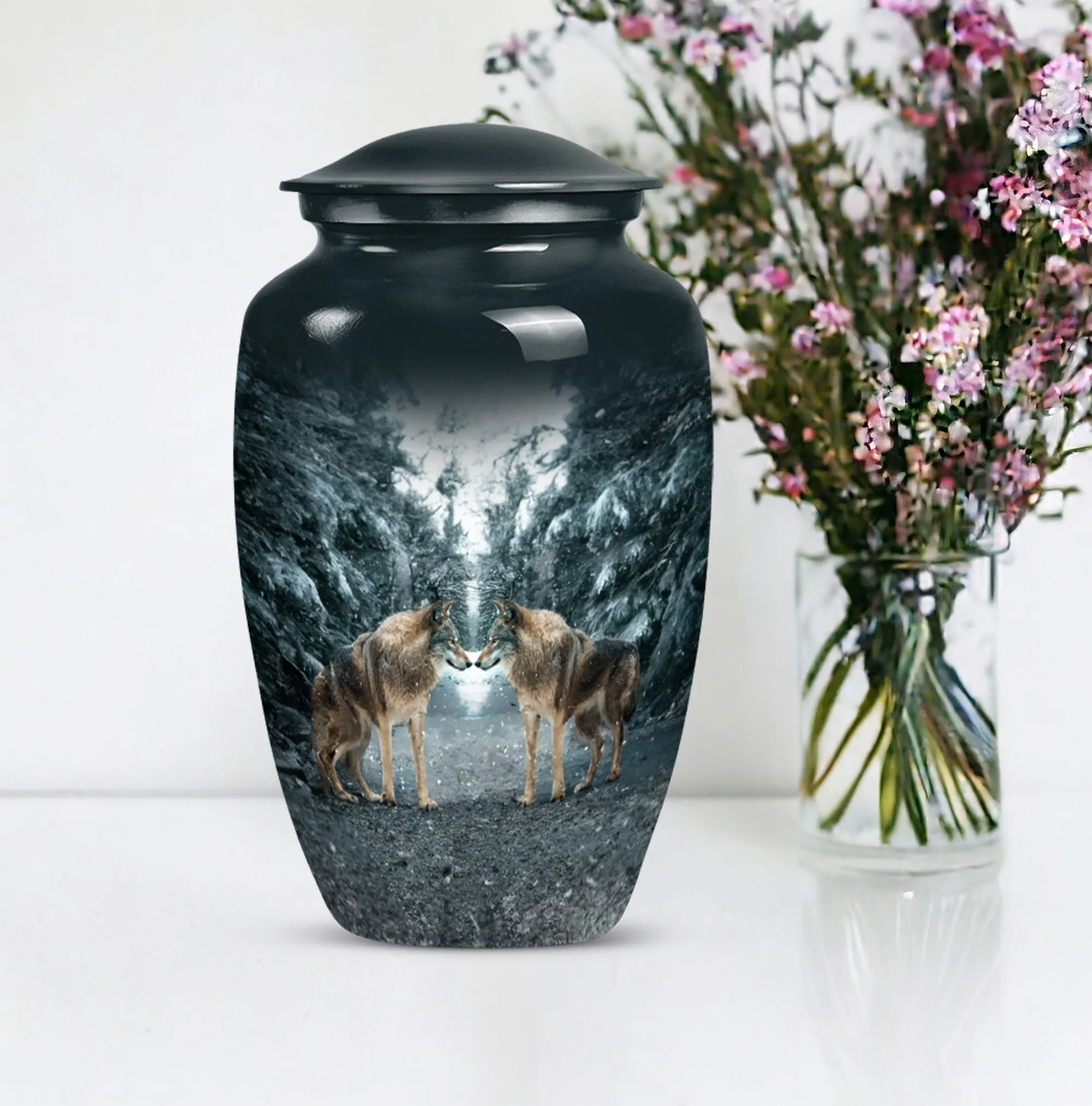Wolverine Tribute: Exquisite Wolf Howling Large Funeral Ash Urn