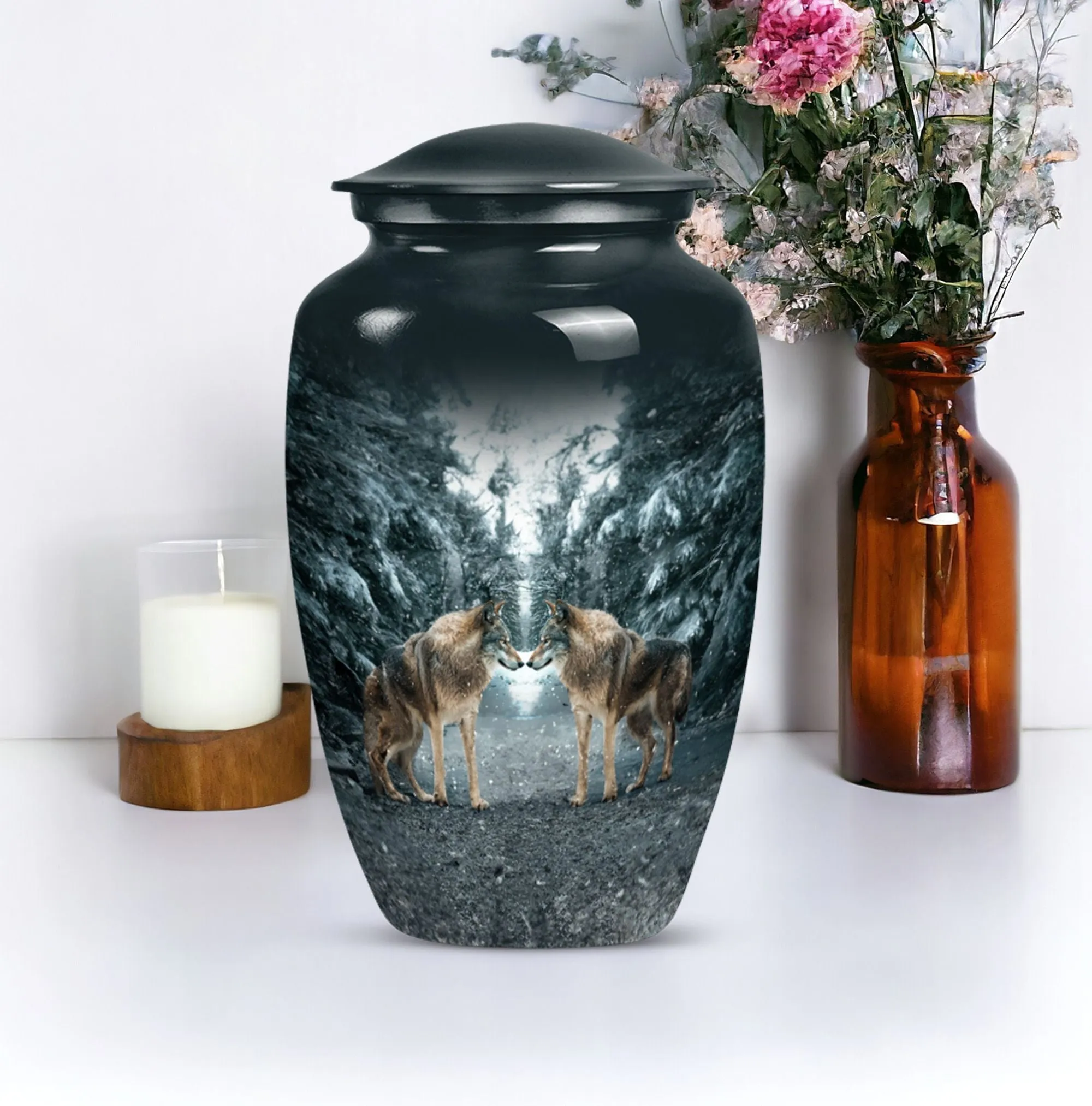 Wolverine Tribute: Exquisite Wolf Howling Large Funeral Ash Urn