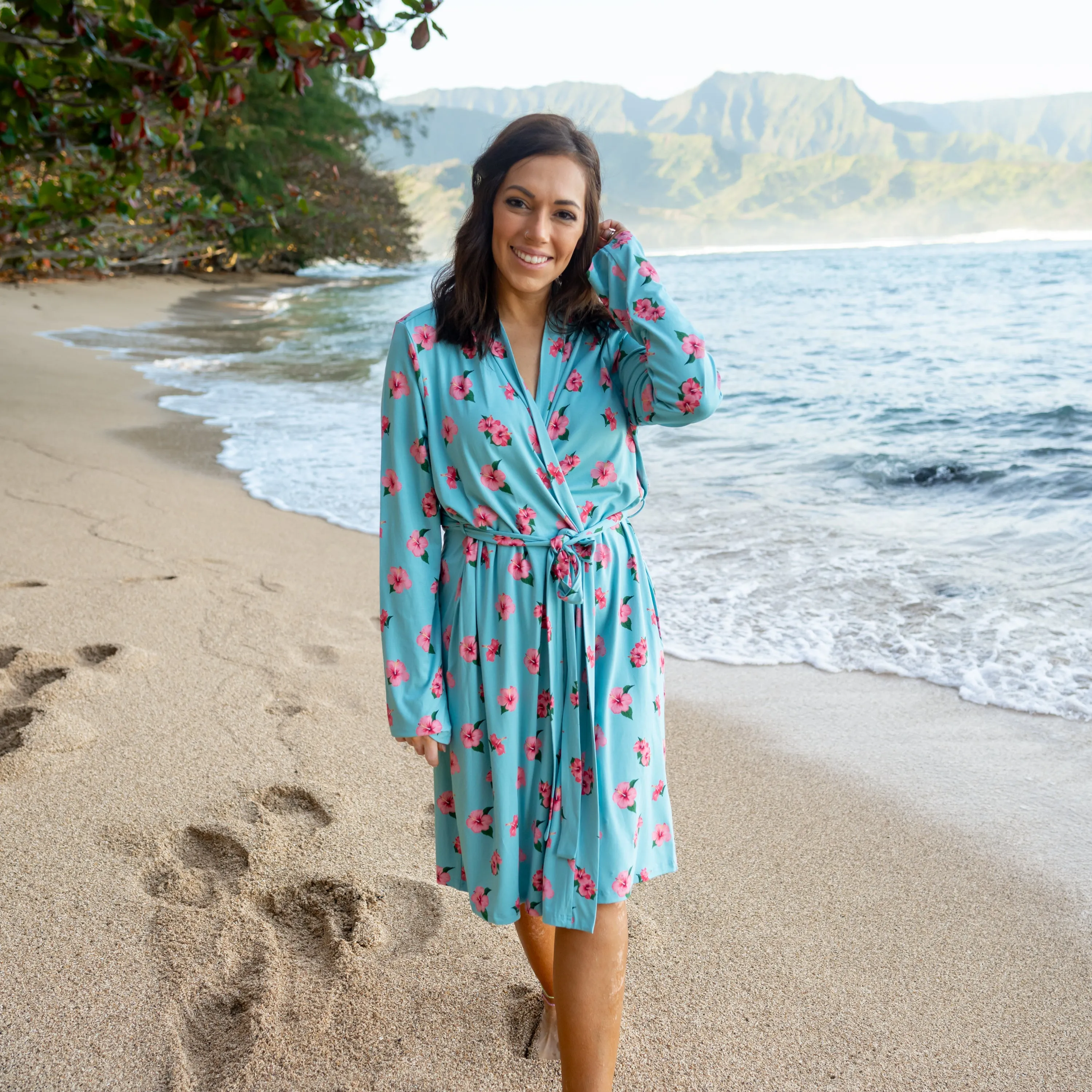 Women’s Lounge Robe in Hibiscus