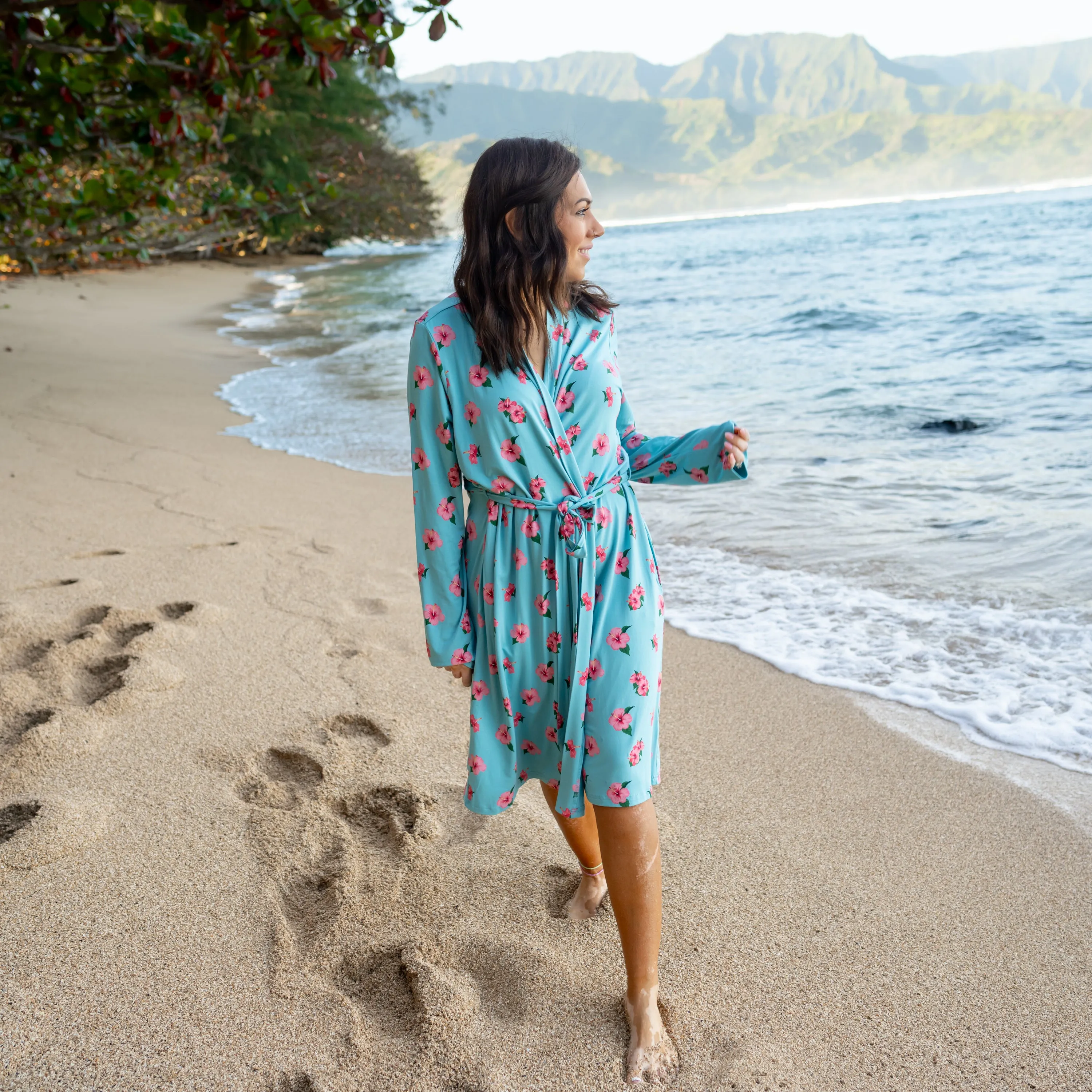 Women’s Lounge Robe in Hibiscus