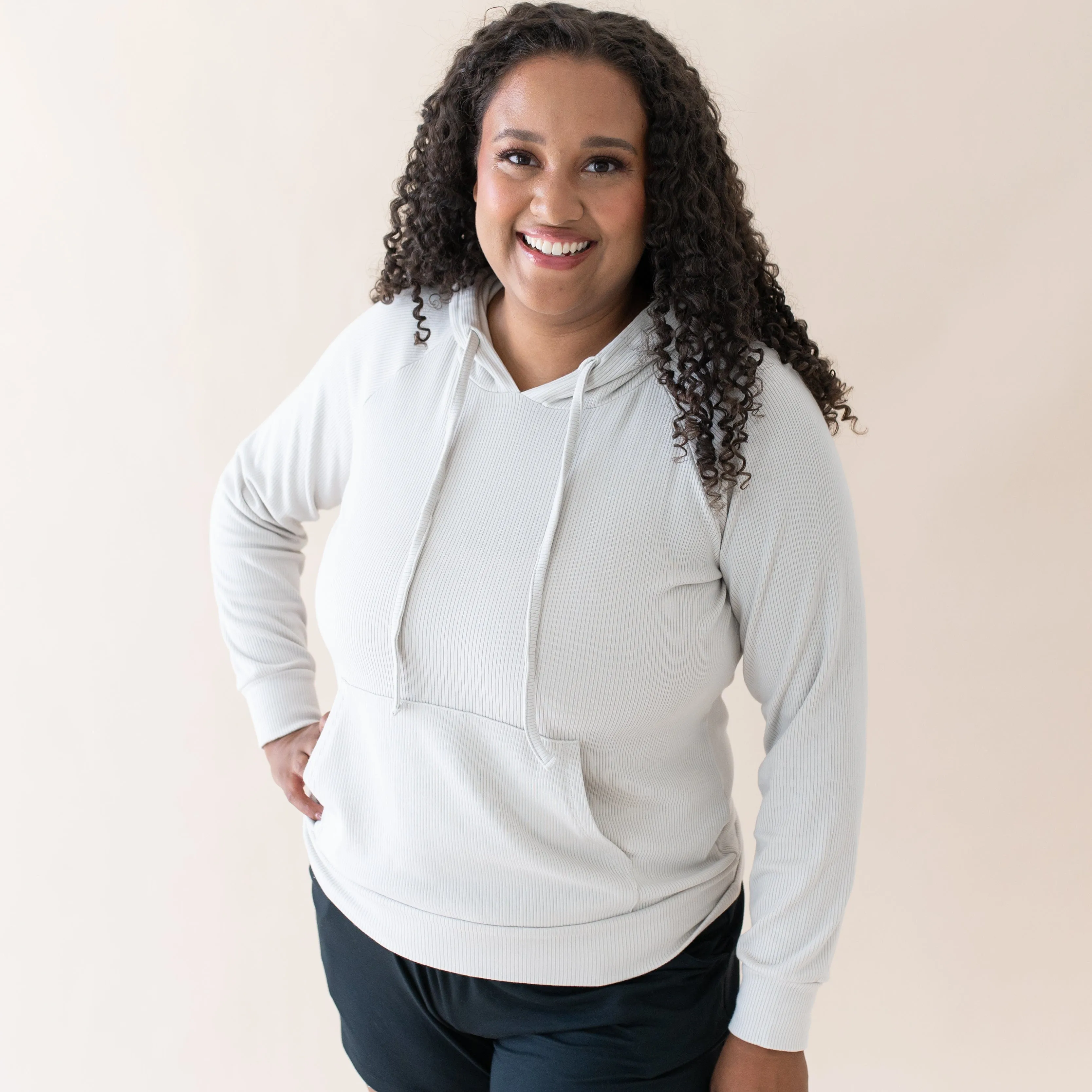 Women's Ribbed Hoodie in Oat