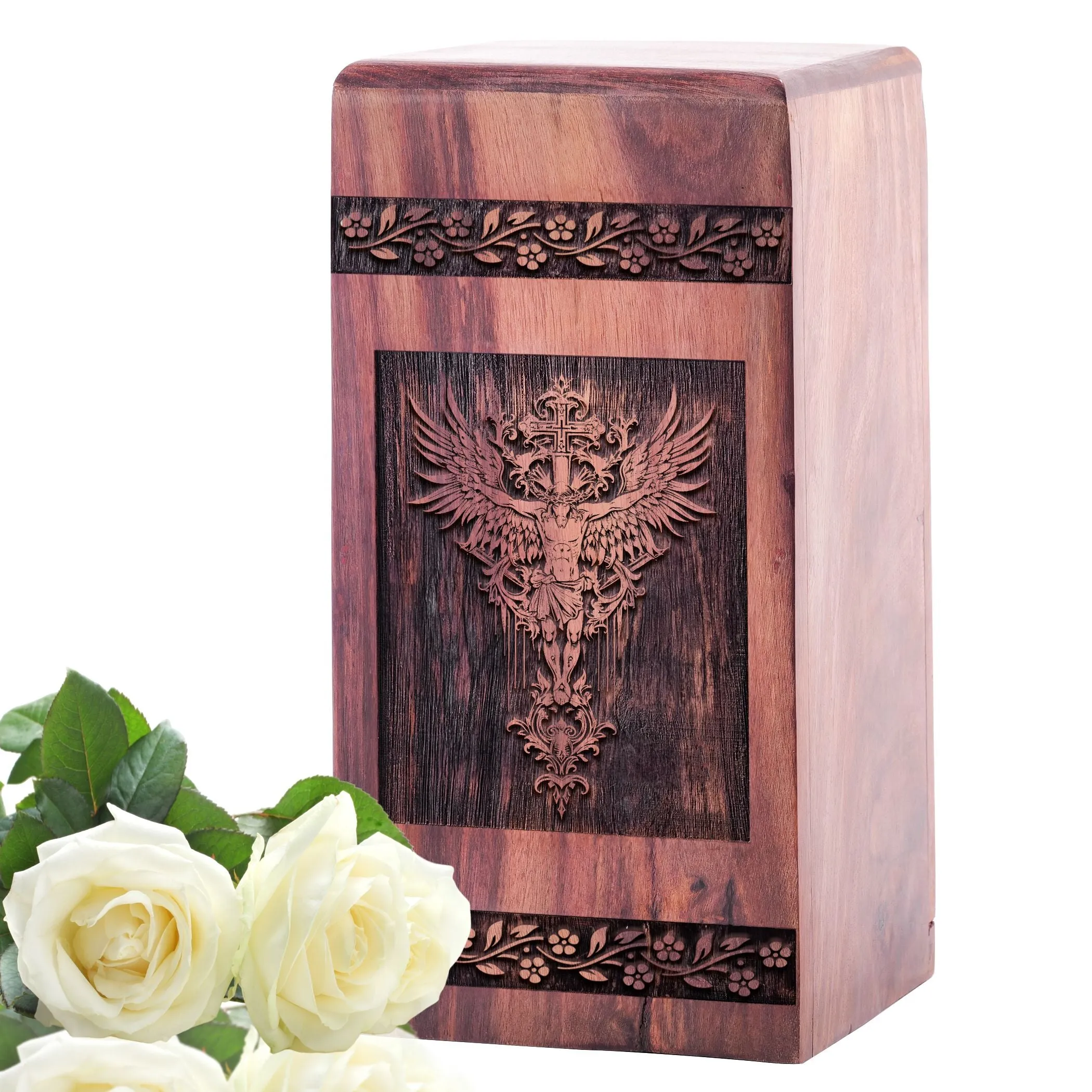 Wooden Jesus Urn, Unique Large Urn For Human Ashes