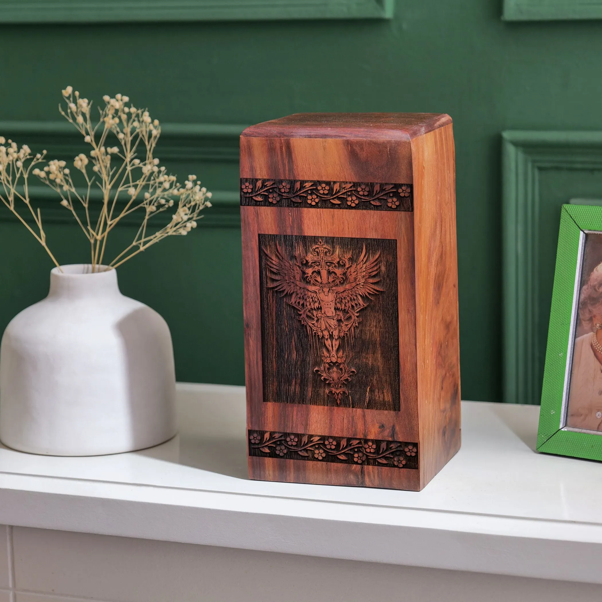 Wooden Jesus Urn, Unique Large Urn For Human Ashes