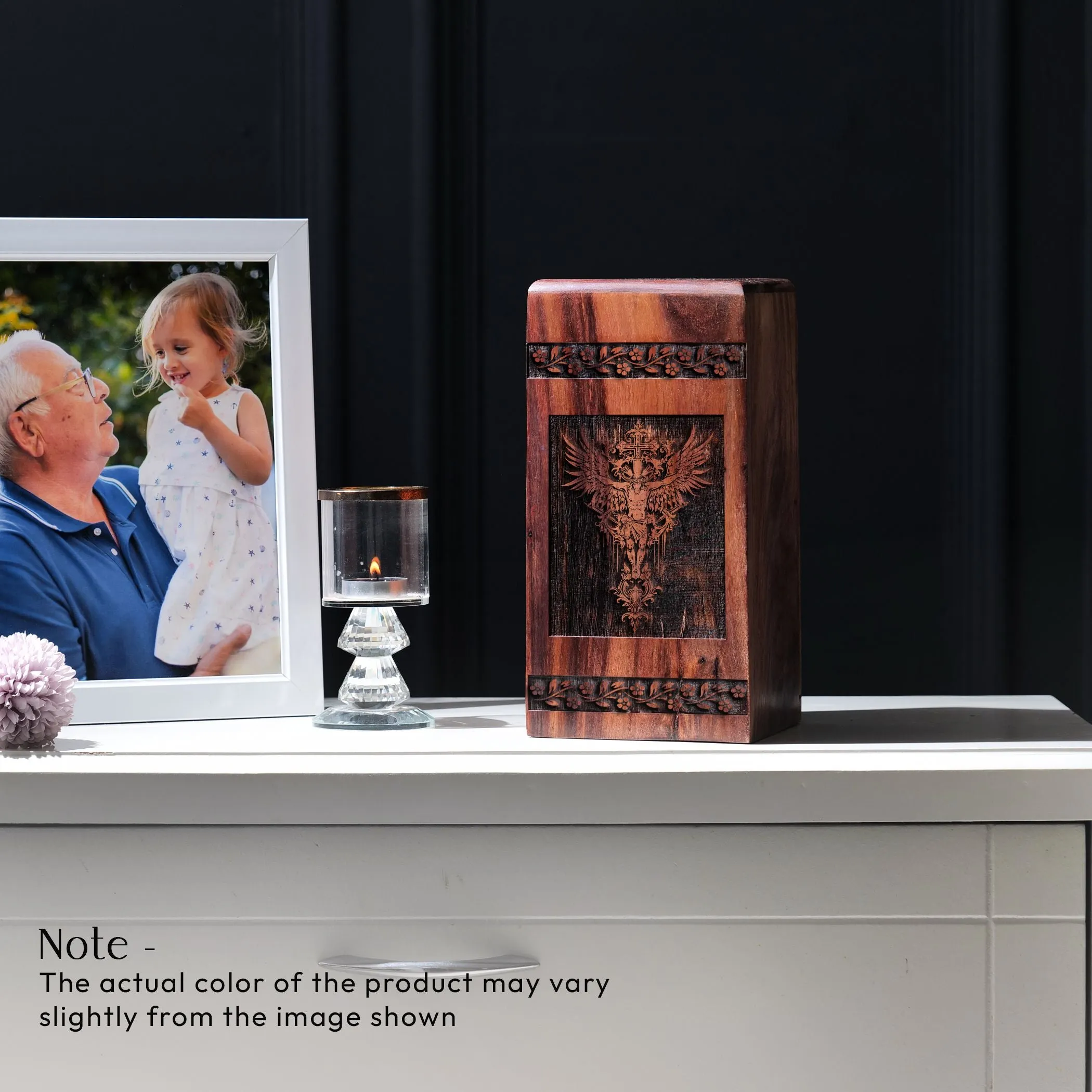 Wooden Jesus Urn, Unique Large Urn For Human Ashes