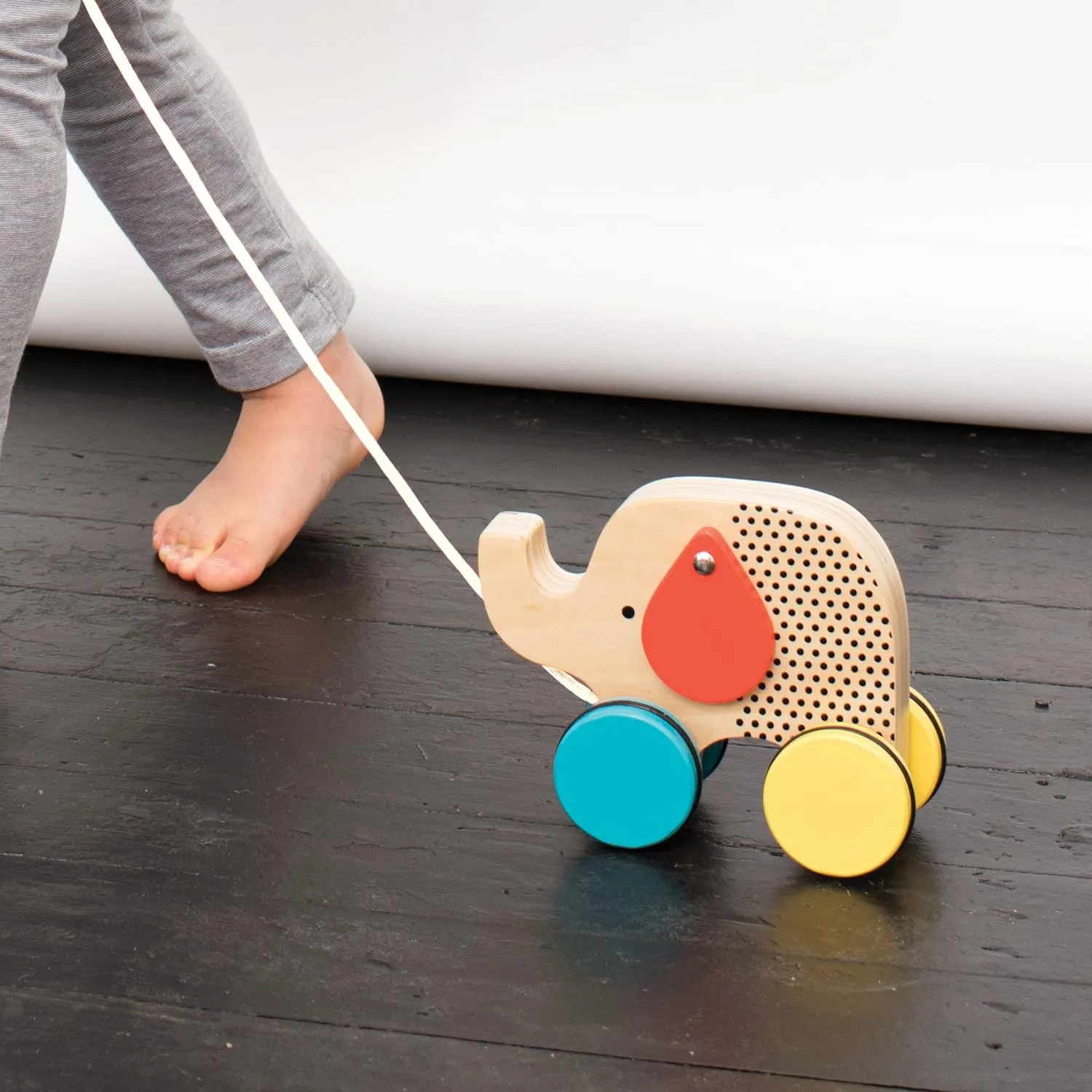 Wooden Jumbo Jumping Elephant Pull Toy
