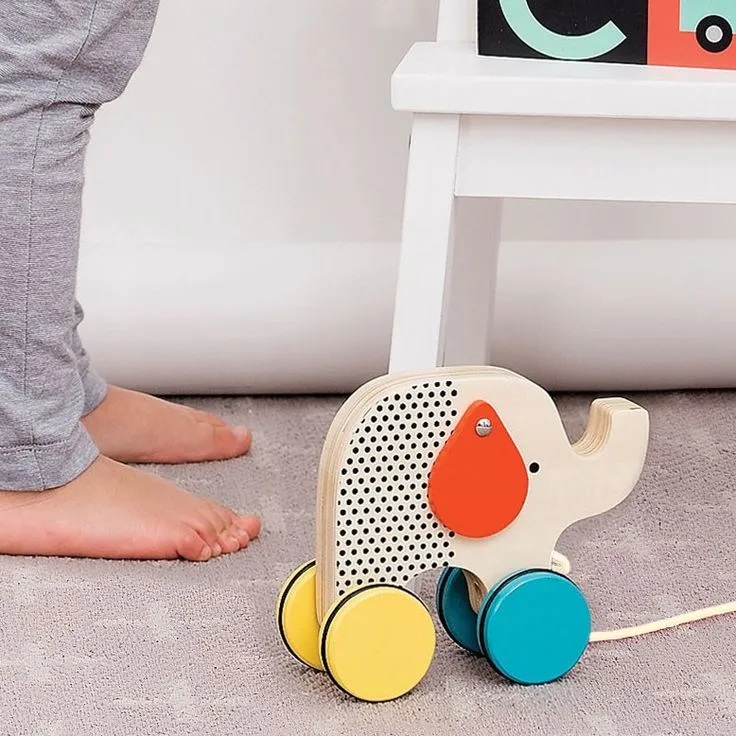 Wooden Jumbo Jumping Elephant Pull Toy