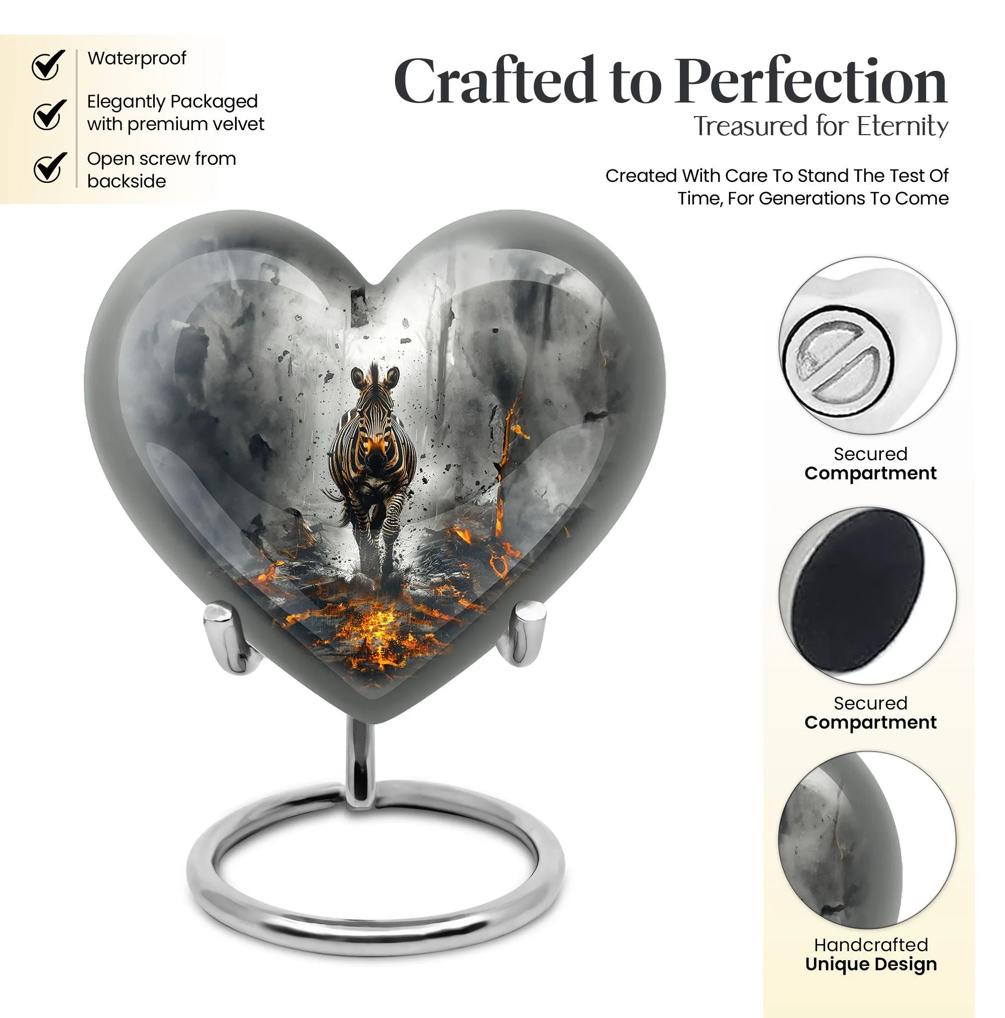 Zebra Charming Remembrance Cremation Urn - A Loving Tribute