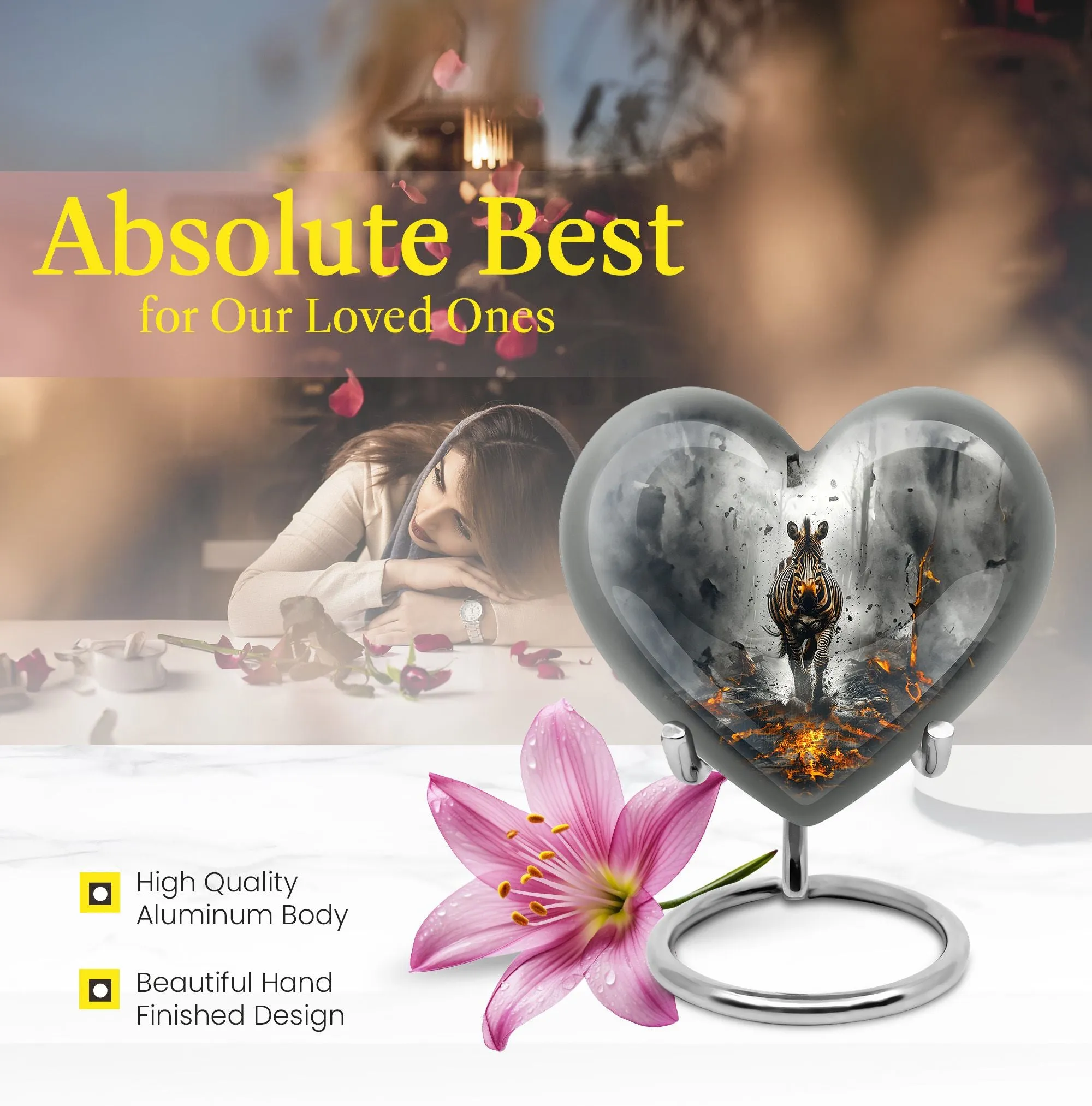 Zebra Charming Remembrance Cremation Urn - A Loving Tribute